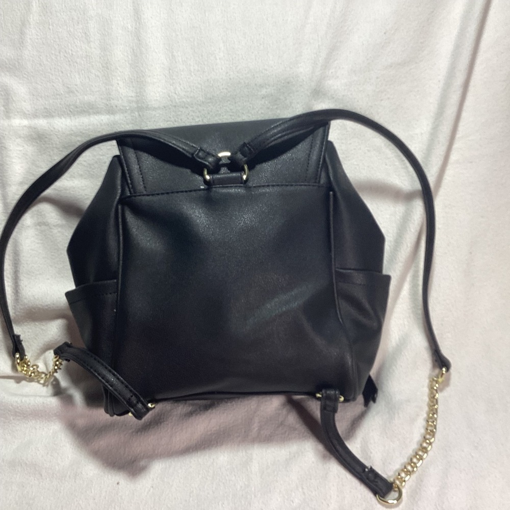 Juicy Couture Black Lace Embossed Mini Backpack Gold Chain Straps Faux Leather